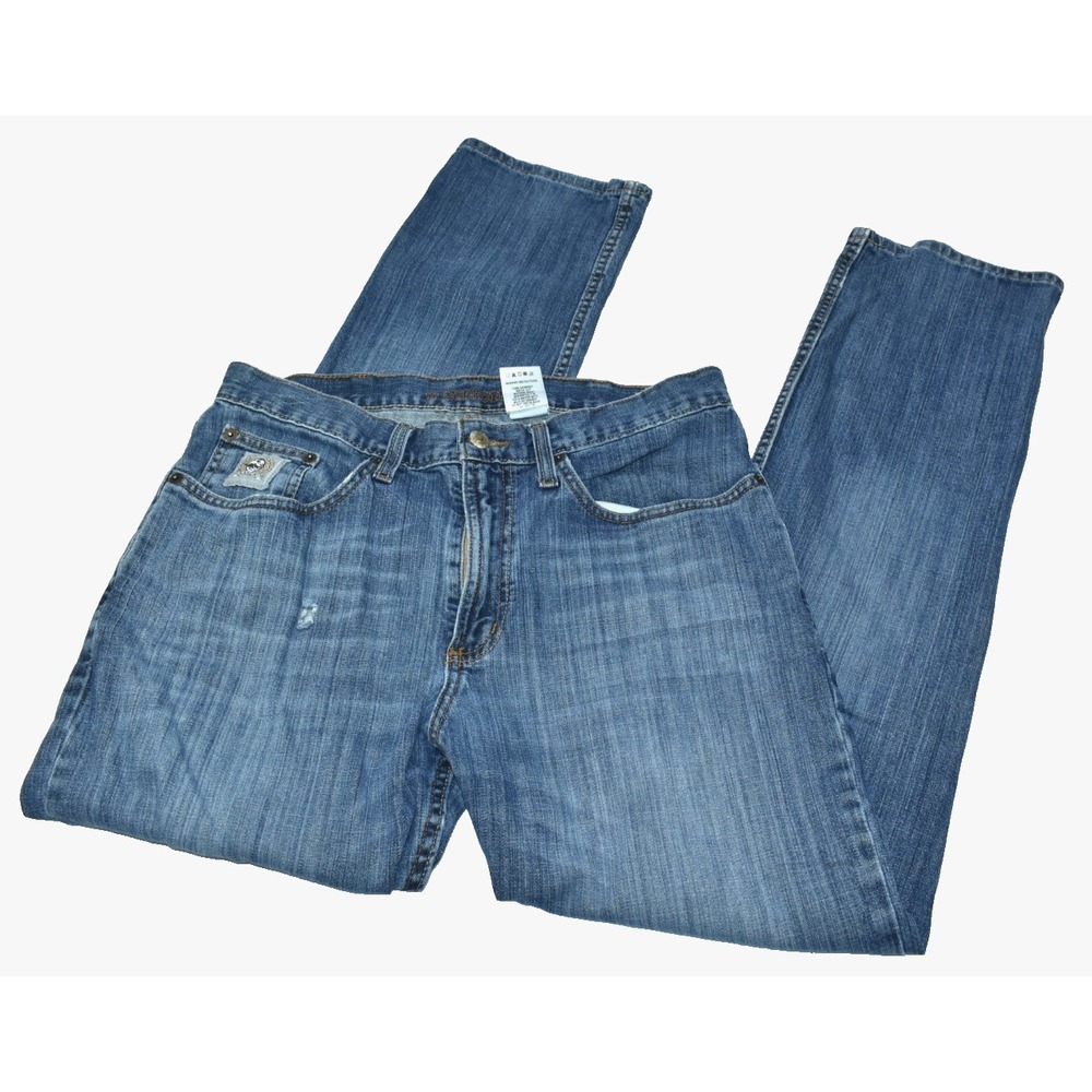 Cinch Silver Label Men Jeans Size 33x32 Slim Fit Straight Leg Denim Distressed